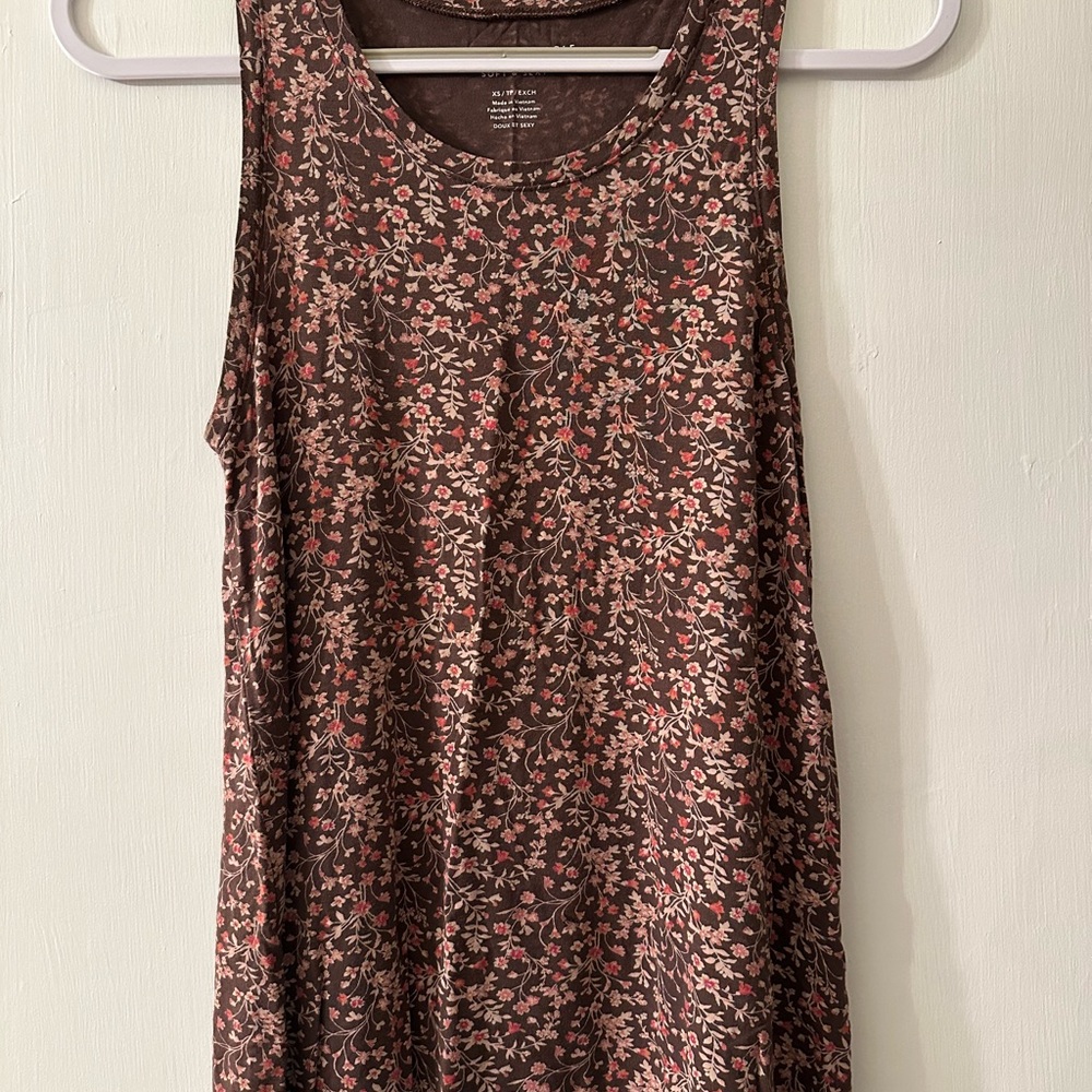 American Eagle Outfitters Floral Tank Top - Brown and Pink